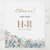 Prost Wildflower Hochzeitsweinetikett Weinetikett (Einzelnes Label)