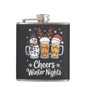 Prost Winter Nächte Biere Schneemann Bierliebhaber Flachmann