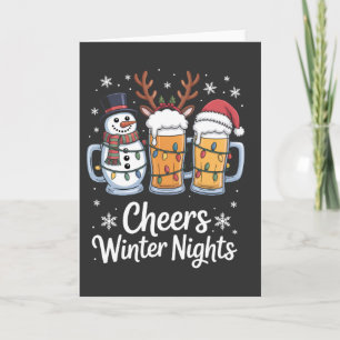 Prost Winter Nächte Biere Schneemann Bierliebhaber Karte