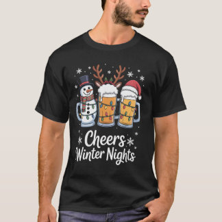 Prost Winter Nächte Biere Schneemann Bierliebhaber T-Shirt