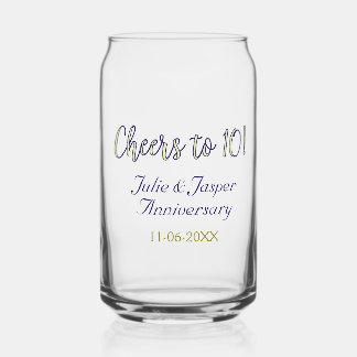 Prost zum 10. Hochzeitstag blau goldene Mod Dosenglas