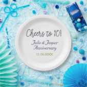 Prost zum 10. Hochzeitstag blau goldene Mod Pappteller (Party)