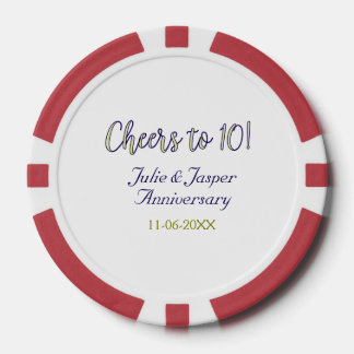 Prost zum 10. Hochzeitstag blau goldene Mod Pokerchips