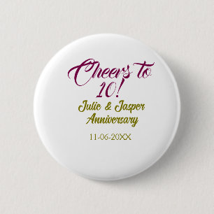 Prost zum 10. Hochzeitstag mauve golden na Button
