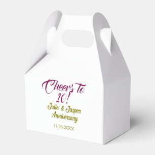 Prost zum 10. Hochzeitstag mauve golden na Geschenkschachtel