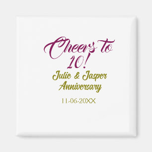 Prost zum 10. Hochzeitstag mauve golden na Magnet