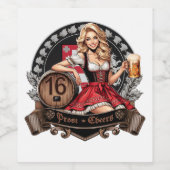 Prost zum 16. Geburtstag - Dirndl Prost Cheers     Weinetikett (Einzelnes Label)