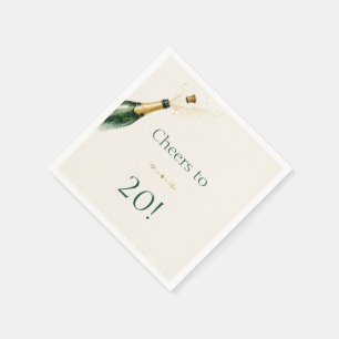 Prost zum 20. Geburtstag Smaragd- und Goldserviett Serviette