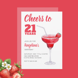 Prost zum 21. Geburtstag Pink  Einladung