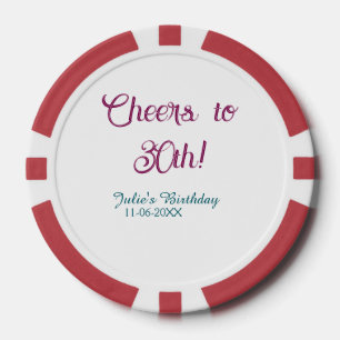 Prost zum 30. Geburtstag Name Datum maigrün blau e Pokerchips