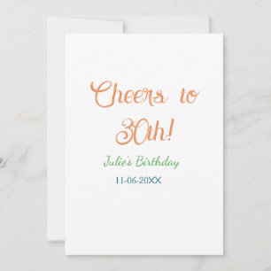 Prost zum 30. Geburtstag Name Datum orange grün bl Einladung