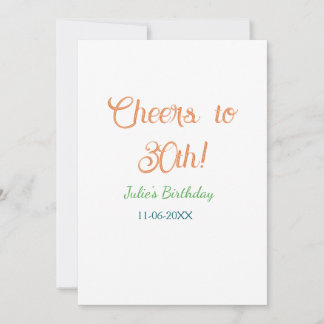 Prost zum 30. Geburtstag Name Datum orange grün bl Einladung