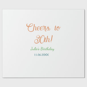 Prost zum 30. Geburtstag Name Datum orange grün bl Geschenkpapier