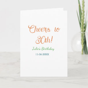 Prost zum 30. Geburtstag Name Datum orange grün bl Karte