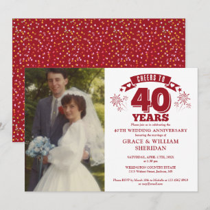 Prost zum 40. Rubinhochzeitstag Foto Einladung