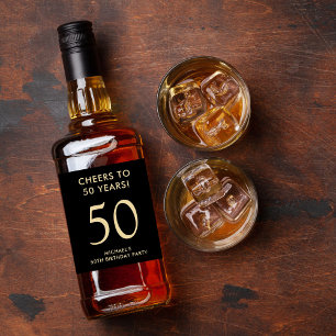 Prost zum 50. Geburtstag Schwarzes Gold 50. Geburt Alkoholflaschenetikett