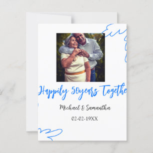 Prost zum 50-jährigen Jubiläum blaues Blattfoto Na Postkarte