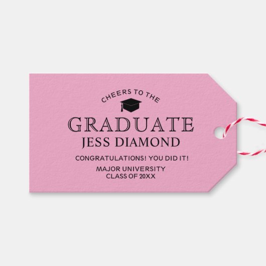 Prost zum Absolventen-Geschenk-Anhänger (rosa) Geschenkanhänger (Vorderseite (Horizontal))