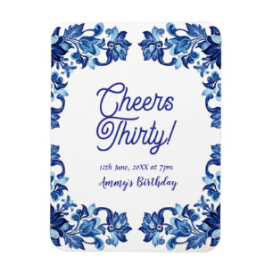 Prost zum dreißigsten Geburtstag königsblauer Blum Magnet