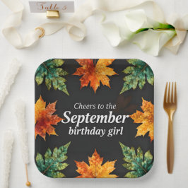 Prost zum September Geburtstag Mädchen Text Pappteller
