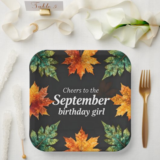 Prost zum September Geburtstag Mädchen Text Pappteller (Hochzeit)