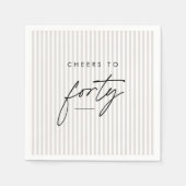 Prost zum Vierzigsten Handgeschriebene 40. Geburts Serviette (Vorderseite)