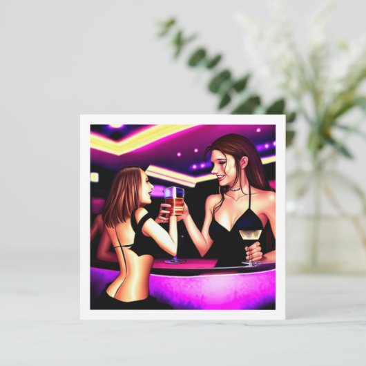 Prost | Zwei Toastfrauen Einladung (Stehend Vorderseite)