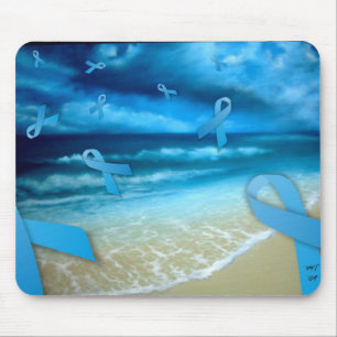 Prostatakrebs-Bänder Floaing über dem Strand Mousepad