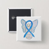 Prostatakrebs Blauer Bekanntheitsgrad Ribbon Angel Button (Vorne & Hinten)