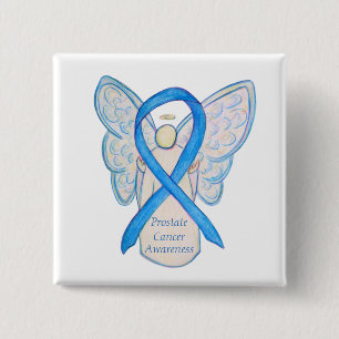 Prostatakrebs Blauer Bekanntheitsgrad Ribbon Angel Button