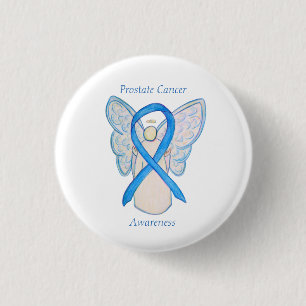 Prostatakrebs Blauer Bekanntheitsgrad Ribbon Angel Button