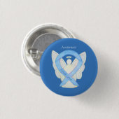 Prostatakrebs Blauer Bekanntheitsgrad Ribbon Angel Button (Vorne & Hinten)