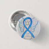 Prostatakrebs Blauer Bekanntheitsgrad Ribbon Angel Button (Vorne & Hinten)