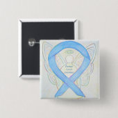 Prostatakrebs Blauer Bekanntheitsgrad Ribbon Angel Button (Vorne & Hinten)