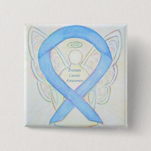 Prostatakrebs Blauer Bekanntheitsgrad Ribbon Angel Button (Vorderseite)