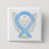 Prostatakrebs Blauer Bekanntheitsgrad Ribbon Angel Button (Vorderseite)