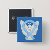Prostatakrebs Blauer Bekanntheitsgrad Ribbon Angel Button (Vorne & Hinten)