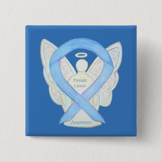 Prostatakrebs Blauer Bekanntheitsgrad Ribbon Angel Button (Vorderseite)