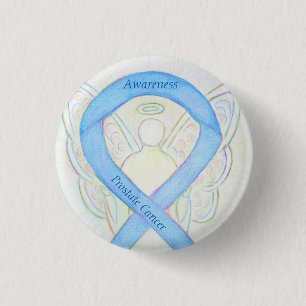 Prostatakrebs Blauer Bekanntheitsgrad Ribbon Angel Button