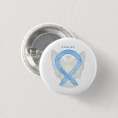 Prostatakrebs Blauer Bekanntheitsgrad Ribbon Angel Button (Vorne & Hinten)
