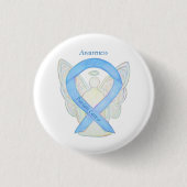 Prostatakrebs Blauer Bekanntheitsgrad Ribbon Angel Button (Vorderseite)
