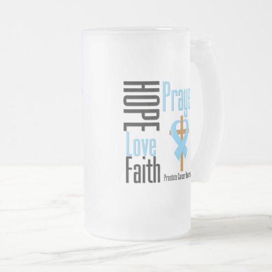 Prostatakrebs-Hoffnungs-Liebe-Glauben-Gebets-Kreuz Mattglas Bierglas (VorderseiteRechts)