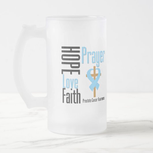 Prostatakrebs-Hoffnungs-Liebe-Glauben-Gebets-Kreuz Mattglas Bierglas (Links)