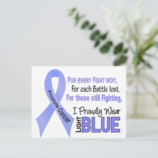 Prostatakrebs Ich trage stolz Light Blue 1 Postkarte (Stehend Vorderseite)