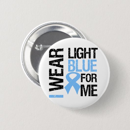 Prostatakrebs Licht blauer Band für mich Button (Vorne & Hinten)
