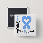 Prostatakrebs Light Blue Heart Ribbon FRIEND Button (Vorne & Hinten)