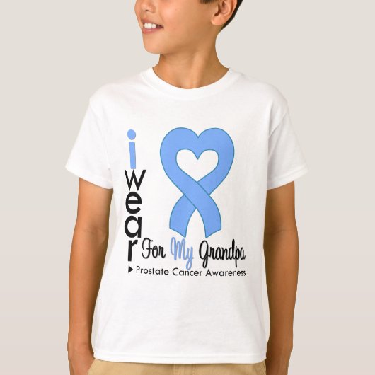 Prostatakrebs Light Blue Heart Ribbon GRANDPA T-Shirt (Vorderseite)