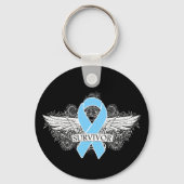 Prostatakrebs-Winged SURVIVOR-Schleife Schlüsselanhänger (Vorderseite)