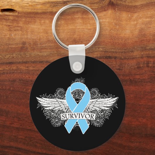 Prostatakrebs-Winged SURVIVOR-Schleife Schlüsselanhänger (Vorderseite)