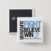 Prostatakrebsüberlebende Kämpfe glauben an das Mot Button (Vorne & Hinten)